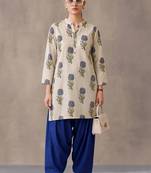 women floral printed regular cotton kurta with patiala