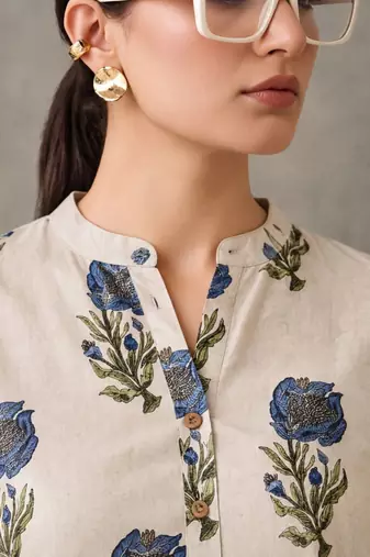 women floral printed regular cotton kurta with patiala