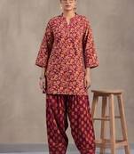 women floral printed regular cotton kurta with patiala