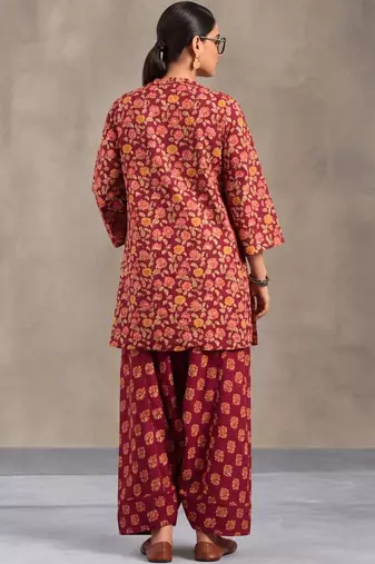 women floral printed regular cotton kurta with patiala