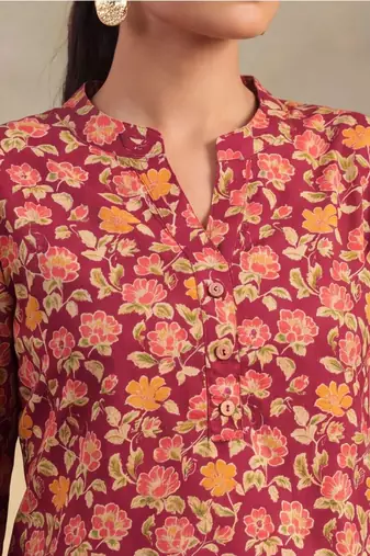 women floral printed regular cotton kurta with patiala