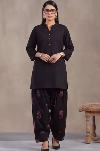 women ethnic motifs regular cotton kurta with patiala