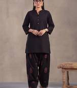 women ethnic motifs regular cotton kurta with patiala