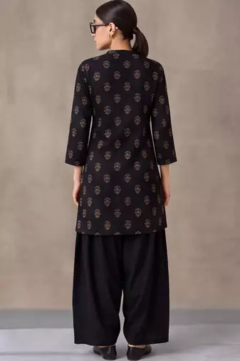 women ethnic motifs printed regular cotton kurta with patiala