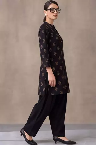 women ethnic motifs printed regular cotton kurta with patiala