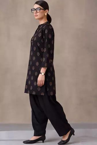 women ethnic motifs printed regular cotton kurta with patiala