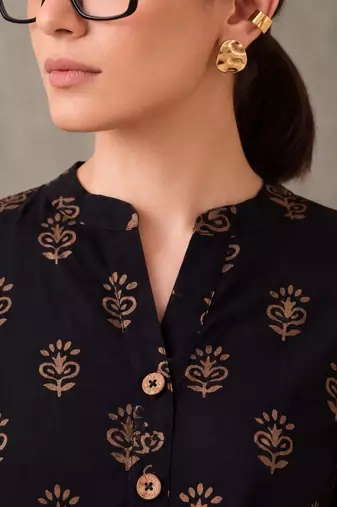 women ethnic motifs printed regular cotton kurta with patiala