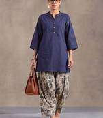 women ethnic motifs regular cotton kurta with harem pants
