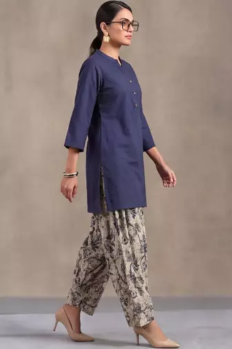 women ethnic motifs regular cotton kurta with harem pants