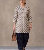women ethnic motifs printed regular cotton kurta with patiala