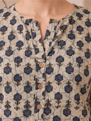women ethnic motifs printed regular cotton kurta with patiala 4