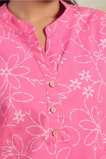 women floral printed regular cotton kurta with patiala