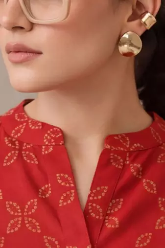 women printed regular cotton kurta with patiala