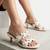 White flower kitten artificial leather heels