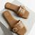 Tan scallop artificial leather sliders