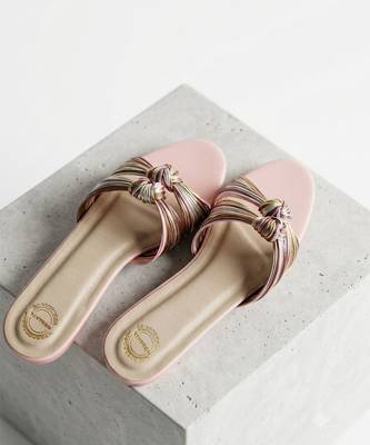 Pink knot artificial leather sliders 3
