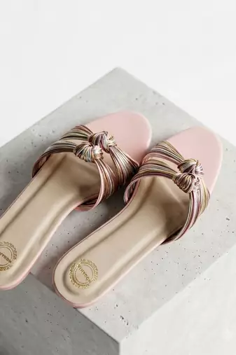 Pink knot artificial leather sliders