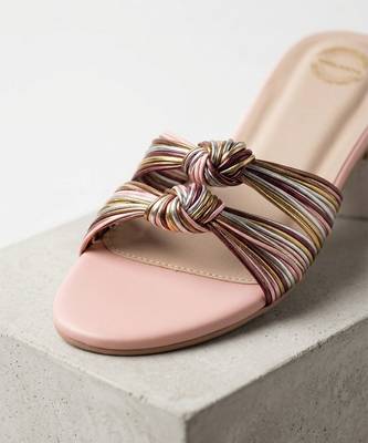 Pink knot artificial leather sliders 4