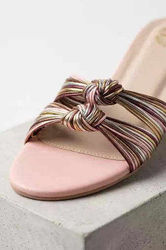 Pink knot artificial leather sliders