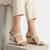 Cream lace scallop artificial leather wedges
