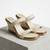 Cream lace scallop artificial leather wedges