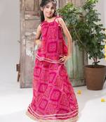 Pink Bandhani Lehenga Choli Set