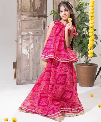 Pink Bandhani Lehenga Choli Set 2