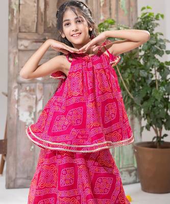 Pink Bandhani Lehenga Choli Set 3
