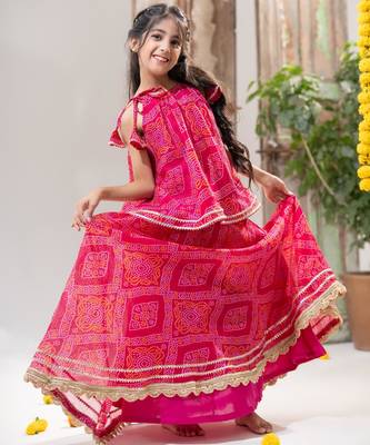 Pink Bandhani Lehenga Choli Set 4