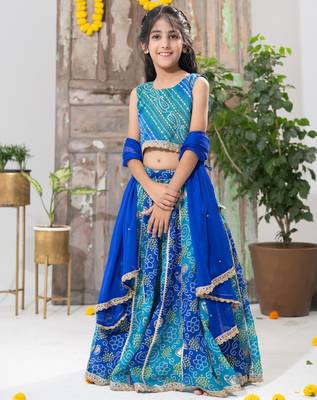 blue color  Bandhani Lehenga Choli Set 1