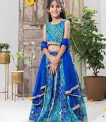 blue color  Bandhani Lehenga Choli Set