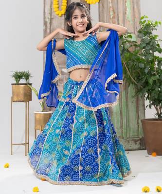 blue color  Bandhani Lehenga Choli Set 2