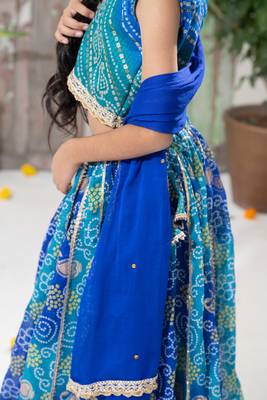 blue color  Bandhani Lehenga Choli Set 4