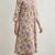 Yellow marron hand block  printed with embroidered a line cotton suit  with pajama