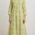 Lime green hand block printed with embroidered a line cotton suit with pajama