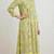Lime green hand block printed with embroidered a line cotton suit with pajama
