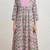 Pink lotus hand block printed with embrodered a line cotton suit with pajama