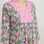 Pink lotus hand block printed with embrodered a line cotton suit with pajama