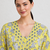 Lime green hand block printed with embroidered a line cotton suit with pajama