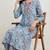 Aqua blue hand block printed with mirror worka line pure cotton suit with pajama