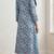 Aqua blue hand block printed with mirror worka line pure cotton suit with pajama