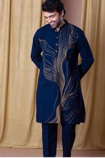 Men's blue viscose rayon embroidered – stylish festive ethnic wear