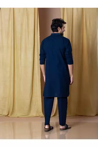 Men's blue viscose rayon embroidered – stylish festive ethnic wear