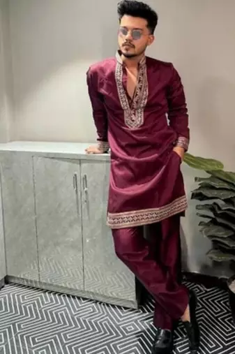 Men's maroon viscose rayon embroidered – stylish festive ethnic wear