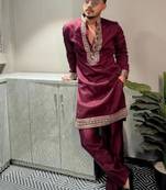 Men's maroon viscose rayon embroidered – stylish festive ethnic wear