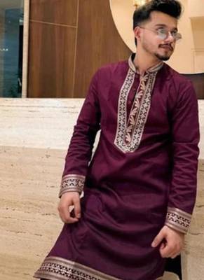 Men's maroon viscose rayon embroidered – stylish festive ethnic wear 2