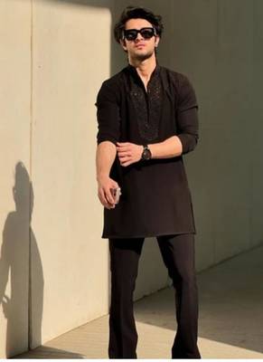Men's black viscose rayon embroidered – stylish festive ethnic wear 1