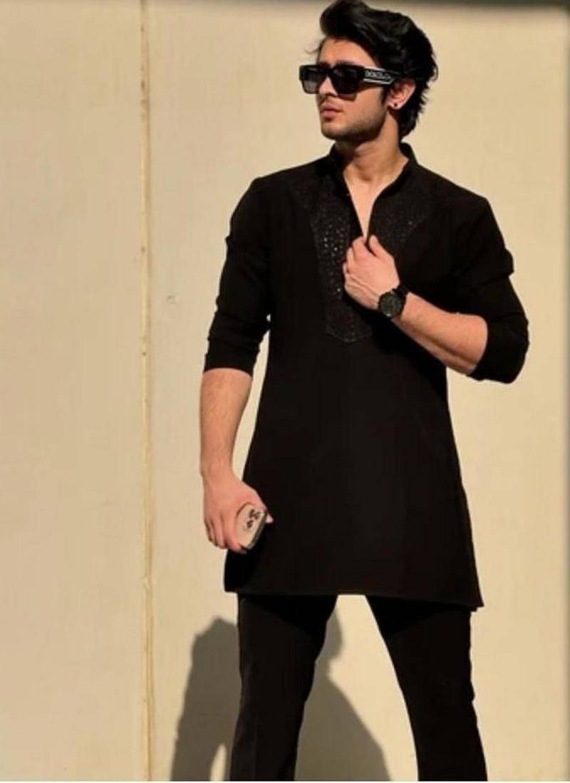 Men's black viscose rayon embroidered – stylish festive ethnic wear