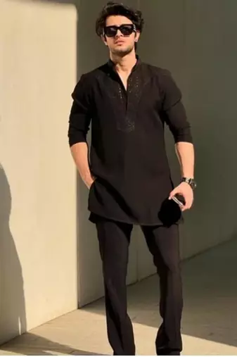Men's black viscose rayon embroidered – stylish festive ethnic wear