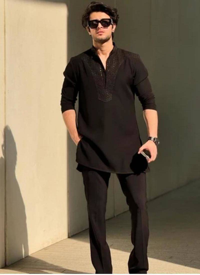 Men's black viscose rayon embroidered – stylish festive ethnic wear